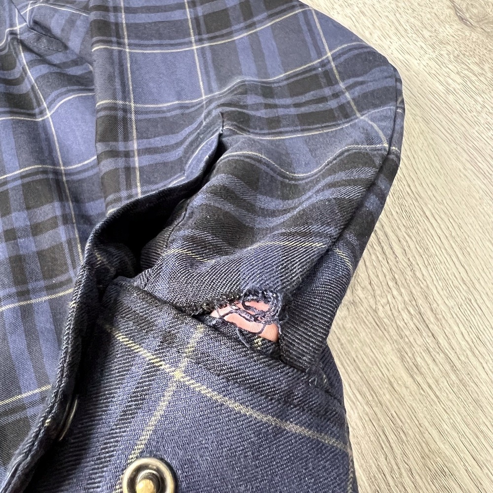 Flylow Long Sleeve Snap Flannel Shirt Mens Size Medium Blue Plaid - Picture 10 of 15
